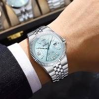Montres pour hommes BINBOND B8181 8181, nouvelle mode, bleu, quartz original, acier inoxydable, aiguilles lumineuses, montre de bureau, date automatique