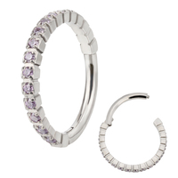 Anneau de nez à la mode, bijoux pavé de titane, disposition d'espacement CZ, Segment articulé, anneau de Piercing, bijoux de corps