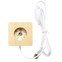 Base d'affichage éclairée de 8cm avec 6 LED lumière chaude en plastique bois verre base éclairée pour chambre bureau bureau style vis
