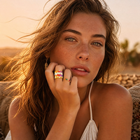 Breiter Handgefertigter Goldener Perlenring Miyuki-Perlen Boho Gewebtes Band Verstellbarer Handgemachter Miyuki-Schmuck Bohemian Ringe