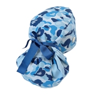 Bonnets de travail pour infirmières et médecins, taille plus, avec queue de cheval, impression de logo personnalisée, avec rubans, boutons, doublure en satin, bonnet chirurgical