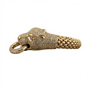 Brazaletes de Lujo Plateados para Hombre con Cabeza de Guepardo y Patrón de Leopardo Fino con Incrustaciones de Moissanita, Ideales para Regalo de Aniversario - Product Image 5