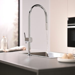 Robinet de cuisine monocommande moderne en acier inoxydable chromé, à montage sur plan, avec douchette extractible, pour eau froide et chaude, pour évier de légumes - Product Image 4