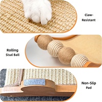 Lit à gratter pour chat moderne en sisal et bois avec balles, 7,9 pouces de hauteur, pour usage intérieur, doux pour les griffes des chatons