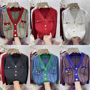 Camisa/Blusa Casual para Mujer, Diseño Fair Isle, Tejido Suave Tipo Nube, Estilo Japonés Dulce, Abrigo <span class=keywords><strong>de</strong></span> Punto Tipo Malvavisco, Frente Abierto, Antipilling, Otoño - Product Image 1