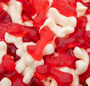 Holeywood Bonbons Gélifiés Sucrés aux Huiles Mixtes, Formes d'<span class=keywords><strong>Os</strong></span> Rouges et Blancs, Snacks Sains, 2,5 kg, Emballage d'Usine OEM, Vente en Gros, Bonbons Gélifiés - Product Image 1