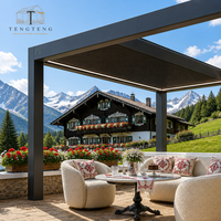 Pergola bioclimatique motorisée personnalisable, imperméable, avec toit à lames orientables et auvent pare-soleil pour projets de restaurants en plein air