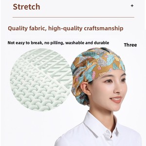 Cappello da Lavoro Traspirante a Righe in Poliestere/Cotone per Chef di Ristorante, Igienico per Uso Domestico e Infermieristico, Antipolvere - Product Image 3