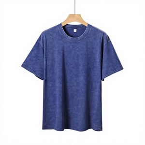 เสื้อยืดฮิปฮอปทรงโอเวอร์ไซส์ ยูนิเซ็กซ์ คุณภาพสูง ผ้าฝ้าย 100% ล้างสีแบบ Stone Washed และ Acid Wash  สไตล์ลำลอง  แบบเรียบ  ทรงพอดีตัว ขายส่ง - Product Image 1