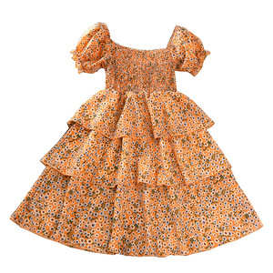 Vestido de Niña, Nuevo Modelo 2022, Estilo Extranjero, Verano, Estampado Floral Pequeño, Burbuja, Manga Corta, Falda de Gasa, Princesa, Ropa Infantil - Product Image 5