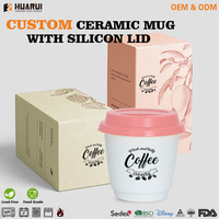 Vente en gros de petites tasses à café en céramique pour voyage avec couvercle en silicone, logo personnalisé, réutilisables, portables, en porcelaine, pour emporter
