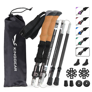 KingGear Bastone <span class=keywords><strong>da</strong></span> <span class=keywords><strong>Trekking</strong></span> Pieghevole in Fibra di Carbonio 3K Stile Nordico Alpino per Escursionismo - Product Image 1
