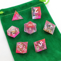 Jeu de dés RPG polyédriques personnalisés D4-D20 numéro blanc tourbillon rose paillettes feuille d'or en plastique sculpté mdn jeu de société carrés