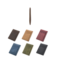 Dompet Kartu Kulit Asli Veg Tan Autentik, Cetakan Pres Panas, Model Vintage, Kaku, Tipis, Bentuk 3D, Etui Lipat Dua