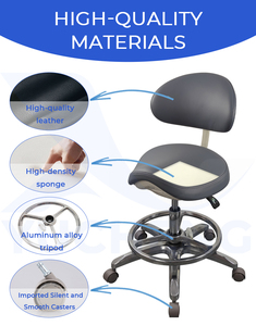 Tabouret ergonomique avec revêtement en microfibre et coussin en éponge haute densité, chaise de dentiste, mobilier de clinique dentaire - Product Image 5