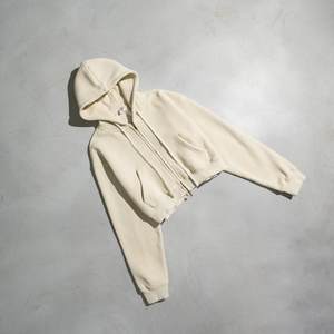 Nuevo Vintage personalizado gota hombro Color en blanco Sudadera con capucha chaqueta Abrigo con capucha algodón pesado ácido lavado con capucha para mujer - Product Image 4