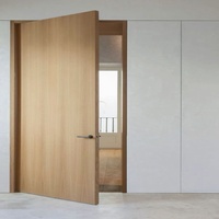 Porte de chambre en MDF à grain de bois naturel, finition claire, sur mesure, pour projets d'appartements et d'hôtels