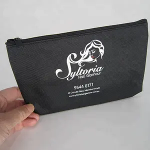 Custom Fashion Premium Satin Black White Beauty Makeup Cosmetic Ziplock Bag With Mirror