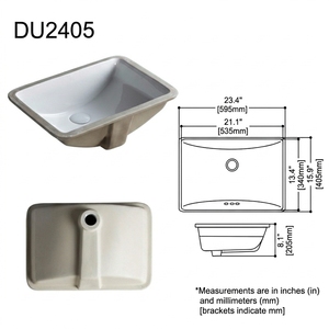 Vasques de salle de bain rectangulaires populaires certifiées CUPC à encastrer sous le comptoir, lavabos sous-montés pour salle de bain - Product Image 5