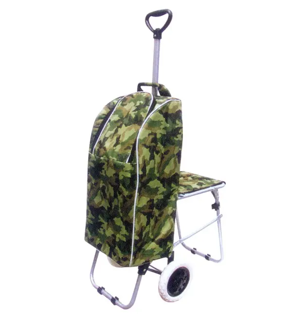 Polyester Bag With Aluminum Cover Flexible Green Color Shopping Trolley Bag with Sear