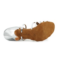 Origine BD chaussures de danse latine femmes sandales à talons 10cm crayon 38/39/40 semelle souple argent cuir salle de bal Salsa Tango chaussures de danse