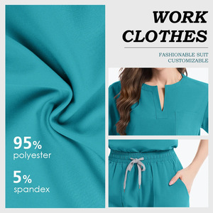 Women's Medical <b>Scrub</b> Set Moisture Wicking Split Uniform Hospital Work <b>Clothes</b> Multi Pocket Two Piece Uniforms For Nurses - Product Image 2