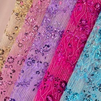 Style européen américain nouveau Sequin empilé brodé maille Base tissu robe Performance vêtements perle Tube pour Textile à la maison