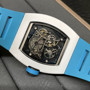 Montre-bracelet pour homme de haute qualité, élégante et haut de gamme, avec aiguille des secondes ajourée, forme <span class=keywords><strong>tonneau</strong></span>, bracelet en caoutchouc et boîtier en céramique. - Product Image 3