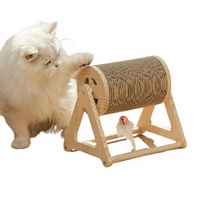 Arbre à chat en bois durable avec corde en sisal et souris en jouet pour chats d'intérieur, fabriqué au Vietnam, 1 niveau