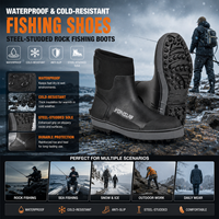 Bottes de pêche YONSUB à crampons en acier, montantes, en néoprène premium, avec fermeture éclair latérale, antidérapantes et isolées pour la pêche sur roche en hiver