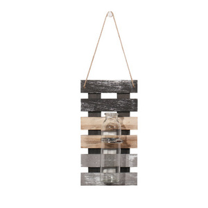 Maceta <span class=keywords><strong>de</strong></span> <span class=keywords><strong>Pared</strong></span> Rústica para Decoración del Hogar, <span class=keywords><strong>de</strong></span> <span class=keywords><strong>Madera</strong></span>, para Colgar, con Tarro <span class=keywords><strong>de</strong></span> Vidrio para Cultivo Hidropónico - Product Image 1