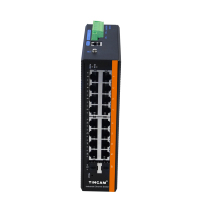 Commutateur Ethernet industriel géré Tincam Layer 2, 2 ports SFP Gigabit + 16 ports Fast Ethernet, console, VLAN, SNMP, STP, ERPS, PTP, rail DIN