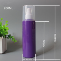 Bouteilles de pompe cylindrique en plastique violet pour animaux de compagnie de 200ml vides en vrac pour crème pour le visage et sérum de soin de la peau