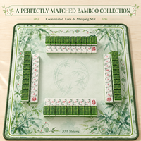 Tuiles de Mahjong Américain en Bambou Jade Prêtes à l'Expédition, Ensemble Acrylique 4 Couches avec Dos Transparent Effet Bambou, Idéal pour Cadeau