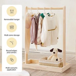Barra da appendere in legno massello porta abiti per bambini da asilo nido guardaroba appendiabiti per camera del bambino del bambino - Product Image 5