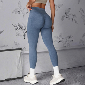 Custom Seamless <b>Scrunch</b> <b>Bum</b> Women High Waisted Quick Dry Solid Workout <b>Gym</b> Washed Frosted <b>Leggings</b> - Product Image 3