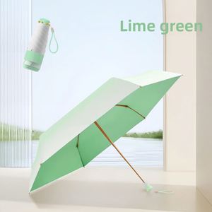 Parapluie pliant télescopique 5 plis dégradé de couleurs, léger, compact, portable, capsule, commande manuelle, protection solaire et UV pour filles - Product Image 3