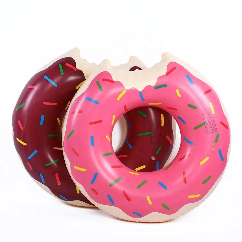 Venda quente Brown Rosa Colorido Donuts Piscina Flutuadores crianças adultos inflável nadar bóia donut flutuante natação anel