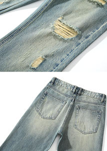Jeans Desgastados para Hombre, Cintura Media, Duraderos, de Alta Calidad, Estilo Desgarrado, Color Sólido, Otoñales, Estilo Desgastado, Jeans Holgados de Pierna Estrecha - Product Image 5