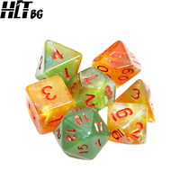 Harga Pabrik 7PCS Set Dadu Sudut Persegi DND 16mm Akrilik Gradasi Warna Campuran Dadu Polihedral untuk D&D Pasokan Grosir