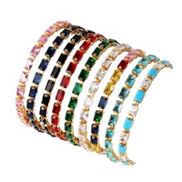 Collier tennis en laiton plaqué or véritable de haute qualité avec zircon et cristaux multicolores, élégant pour mariage et soirée, vente en gros
