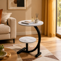 Table basse moderne minimaliste luxueuse, écologique, durable, portable, avec plateau en bois et structure en acier carbone, pour le salon et la maison