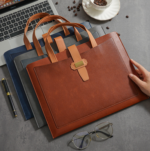 PU <b>Leather</b> Document Bag A4 Business Portfolio Case File Organizer With Handle Custom Size for Office Meeting - Product Image 3