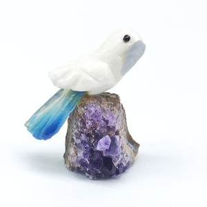 Ágata Azul Calcita/Ágata Azul/Ametista Tallada en Forma de Loro BJ2612 - Product Image 1