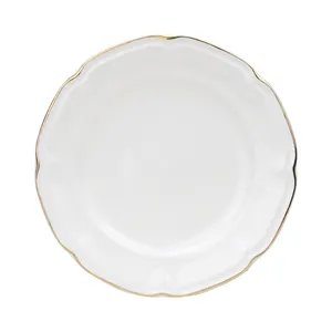 Set alat makan keramik mewah Tiongkok tulang halus gaya Perancis Natal set meja makan porselen putih pinggiran emas mewah