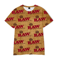 T-shirt décontracté streetwear pour homme, grande taille, en coton et polyester, imprimé par sublimation 3D personnalisé, motif Cookie Backwoods RAW, faible MOQ
