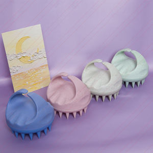 Paille de blé shampooing brosse cheveux Eco Silicone cuir chevelu masseur boucle suspendue tête plate conception boucle suspendue brosse à cheveux - Product Image 1