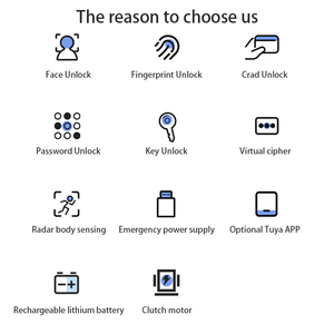 Vân tay thông minh khóa Kẽm hợp kim an ninh kính cửa trượt khóa Nhận dạng khuôn mặt kính cửa khóa - Product Image 4