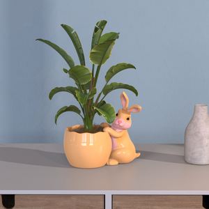 Fabricant vente en gros de pots de fleurs d'extérieur jardinière de fleurs en céramique personnalisée pour la décoration intérieure jardin figure animale lapin pot de fleurs - Product Image 6