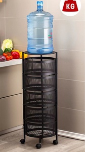 Étagère de rangement multi-niveaux sur pied pour la maison, armoire de rangement rotative amovible, panier <span class=keywords><strong>à</strong></span> légumes et fruits de cuisine avec roulettes - Product Image 3